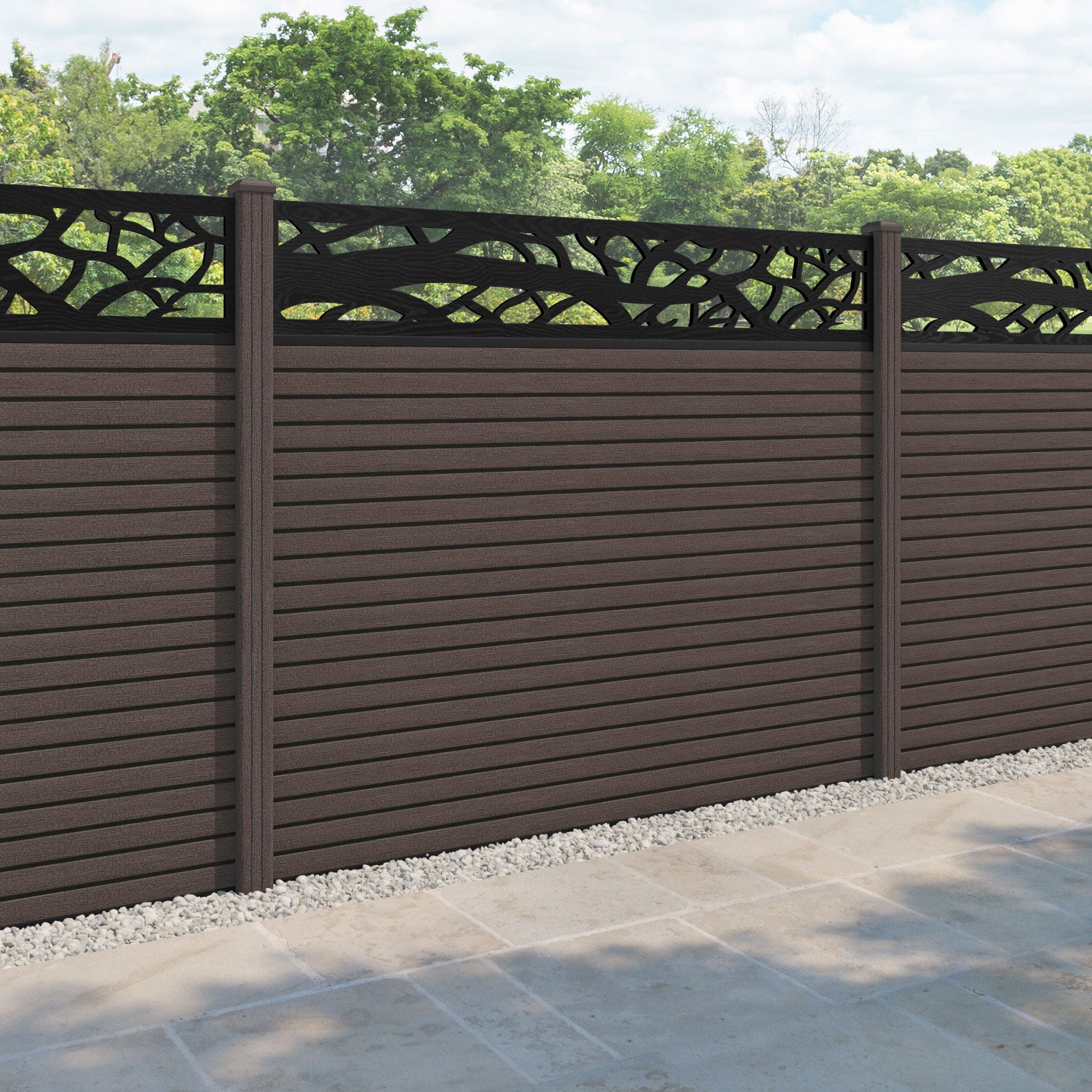 Hudson Twilight Fence Panel - Mid Brown - with our composite posts