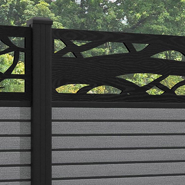 Hudson Twilight Fence Panel - Mid Grey - with our aluminium posts