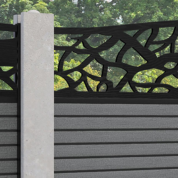 Hudson Twilight Curved Top Fence Panel - Mid Grey - for existing concrete posts