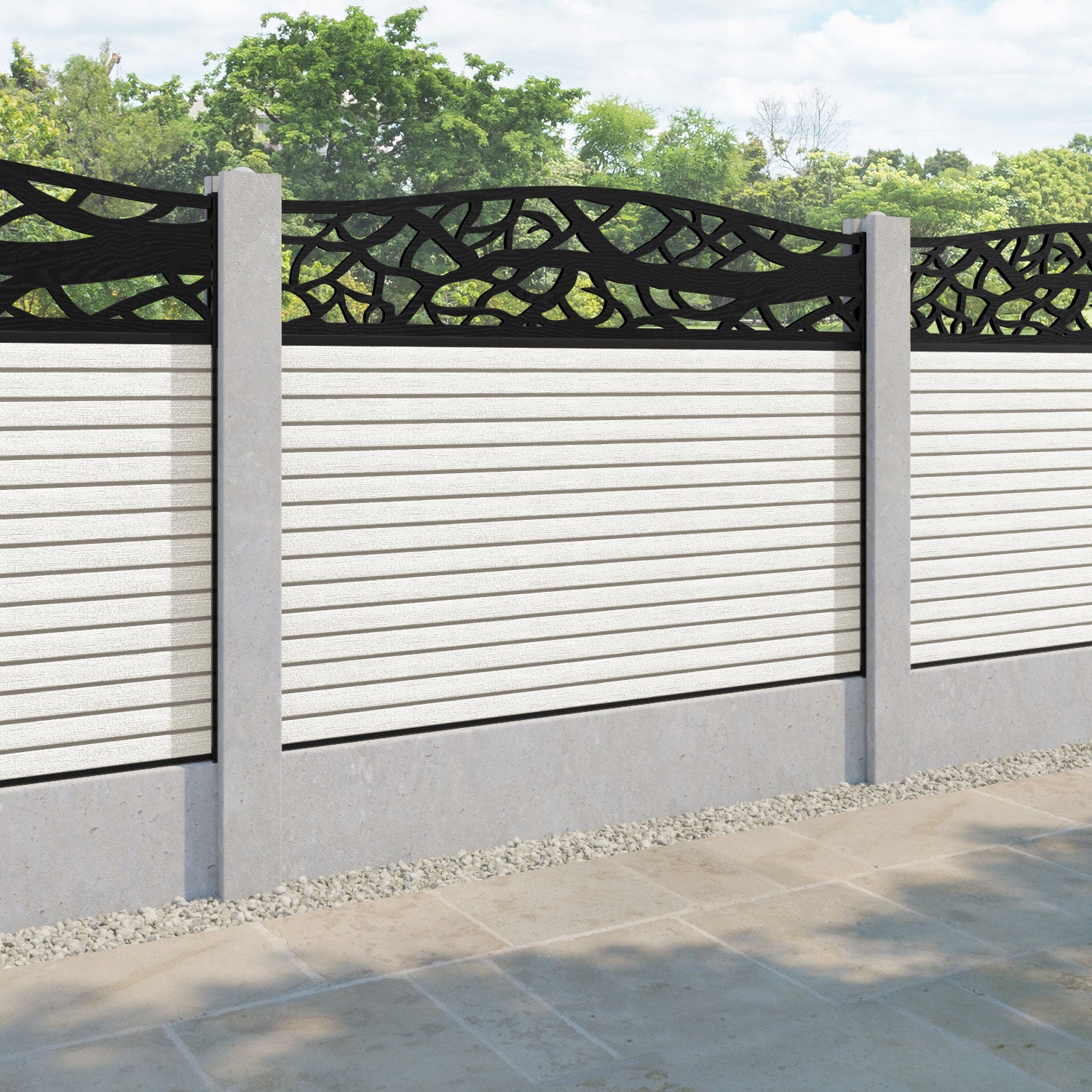 Hudson Twilight Curved Top Fence Panel - Light Stone - for existing concrete posts