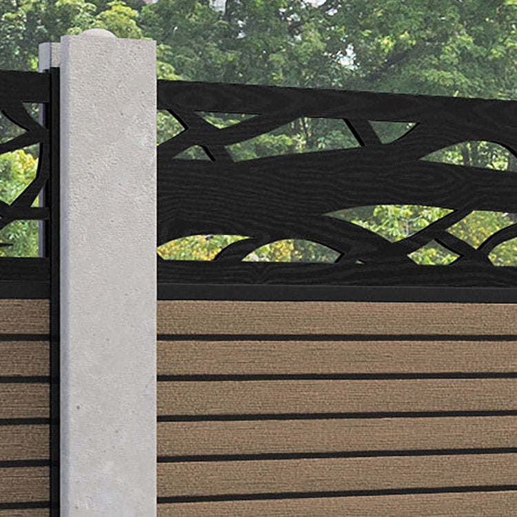 Hudson Twilight Fence Panel - Teak - for existing concrete posts