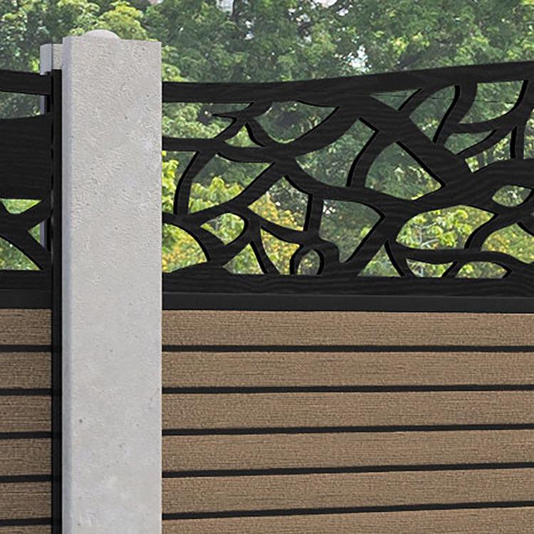 Hudson Twilight Curved Top Fence Panel - Teak - for existing concrete posts