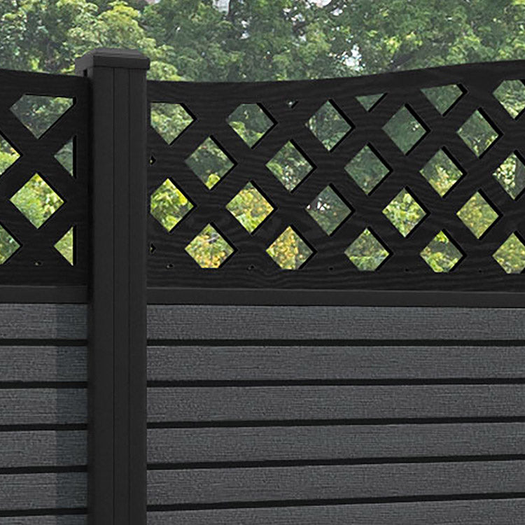 Hudson High Wave Fence Panel - Dark Grey - with our aluminium posts