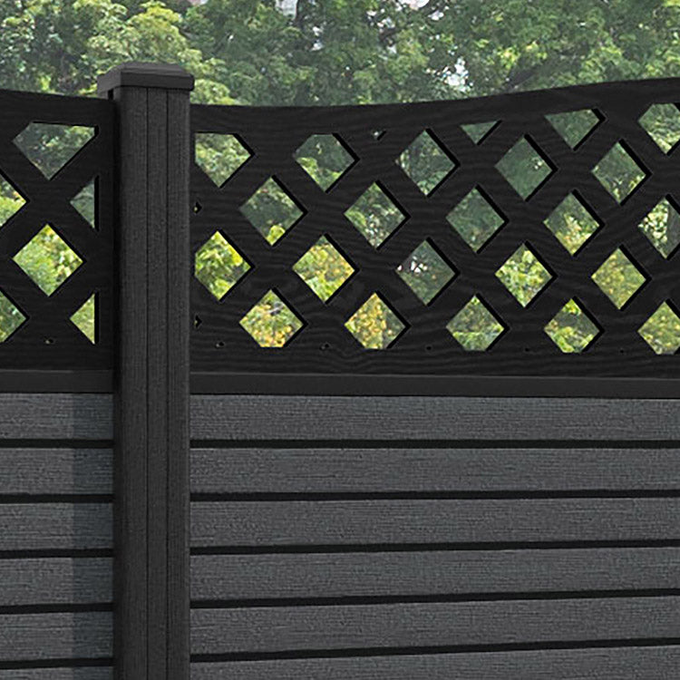 Hudson High Wave Fence Panel - Dark Grey - with our composite posts