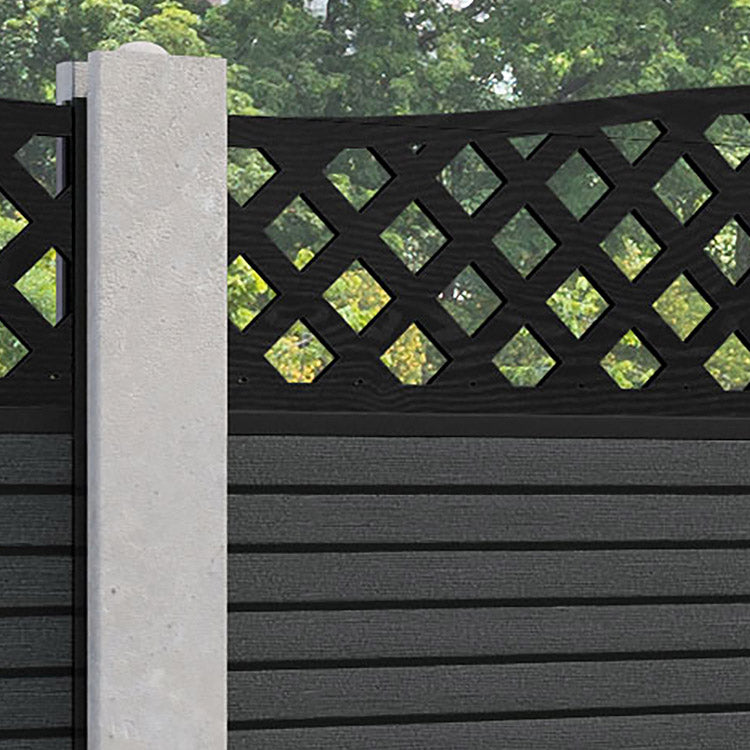 Hudson High Wave Fence Panel - Dark Grey - for existing concrete posts