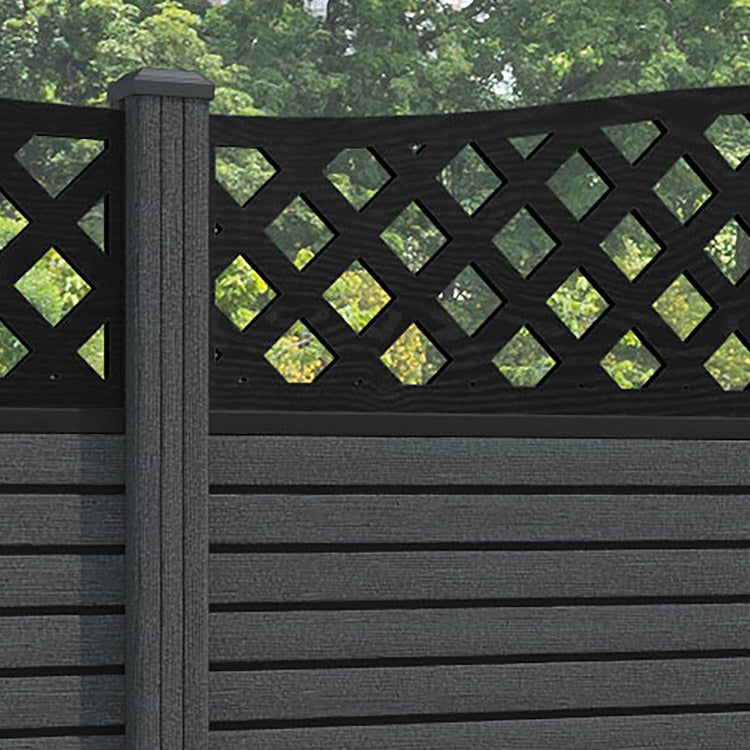 Hudson High Wave Fence Panel - Dark Grey - with our composite posts
