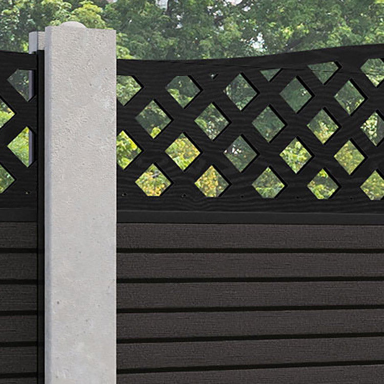 Hudson High Wave Fence Panel - Dark Oak - for existing concrete posts