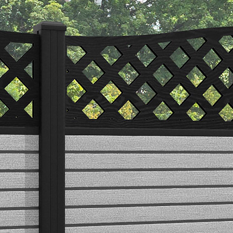 Hudson High Wave Fence Panel - Light Grey - with our aluminium posts