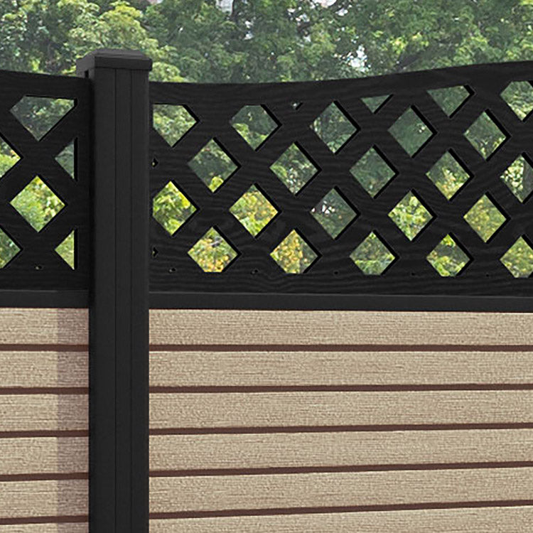Hudson High Wave Fence Panel - Light Oak - with our aluminium posts