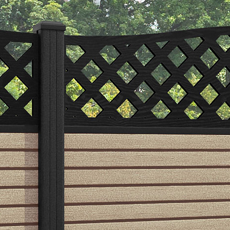 Hudson High Wave Fence Panel - Light Oak - with our composite posts
