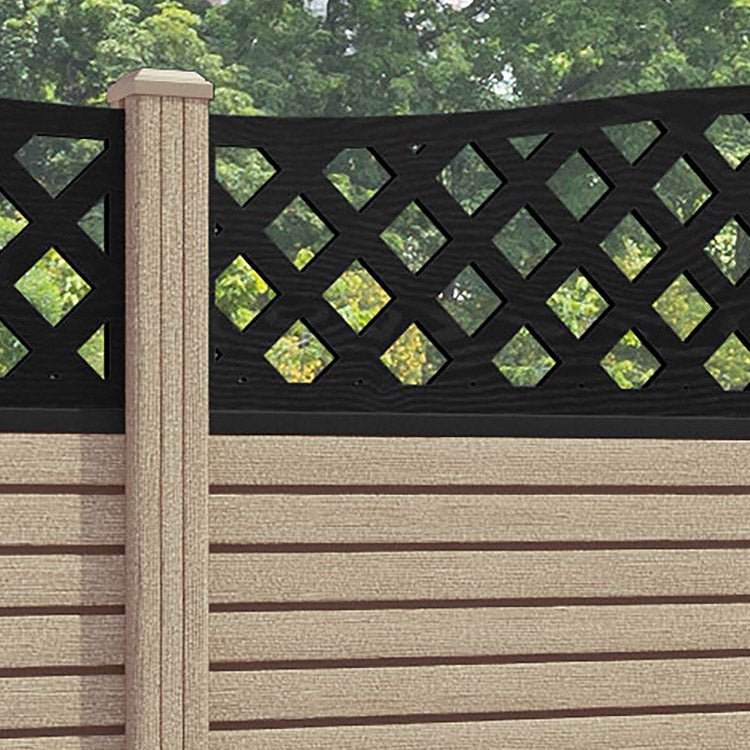 Hudson High Wave Fence Panel - Light Oak - with our composite posts