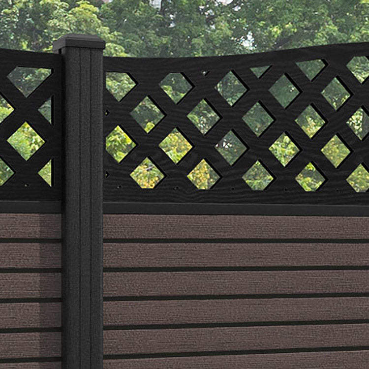 Hudson High Wave Fence Panel - Mid Brown - with our composite posts