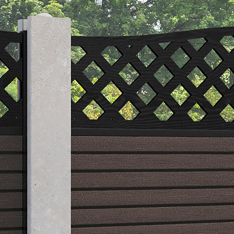 Hudson High Wave Fence Panel - Mid Brown - for existing concrete posts