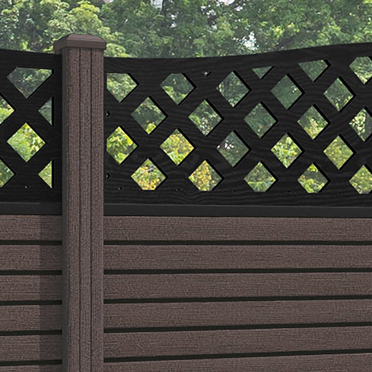 Hudson High Wave Fence Panel - Mid Brown - with our composite posts
