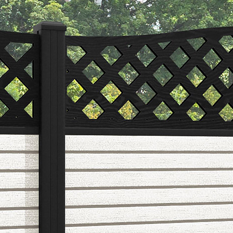 Hudson High Wave Fence Panel - Light Stone - with our aluminium posts