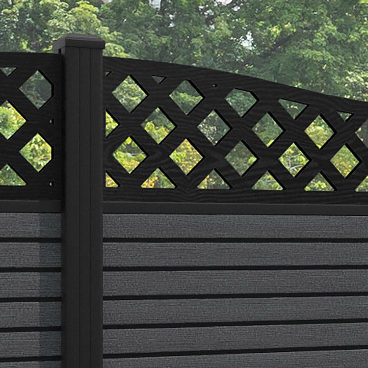Hudson Low Wave Fence Panel - Dark Grey - with our aluminium posts