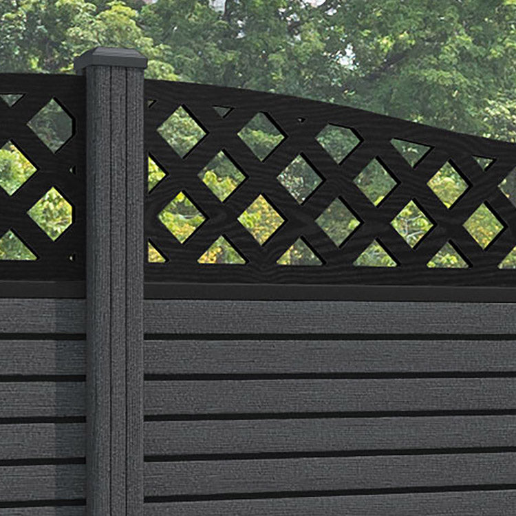 Hudson Low Wave Fence Panel - Dark Grey - with our composite posts