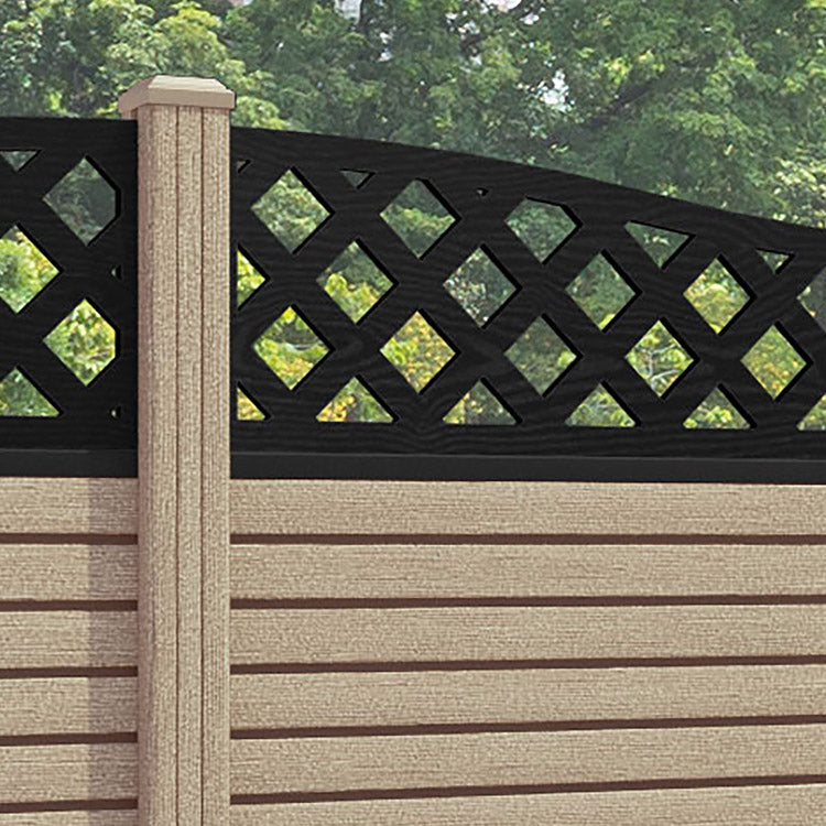 Hudson Low Wave Fence Panel - Light Oak - with our composite posts