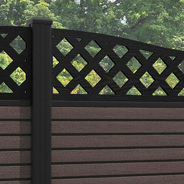 Hudson Low Wave Fence Panel - Mid Brown - with our aluminium posts