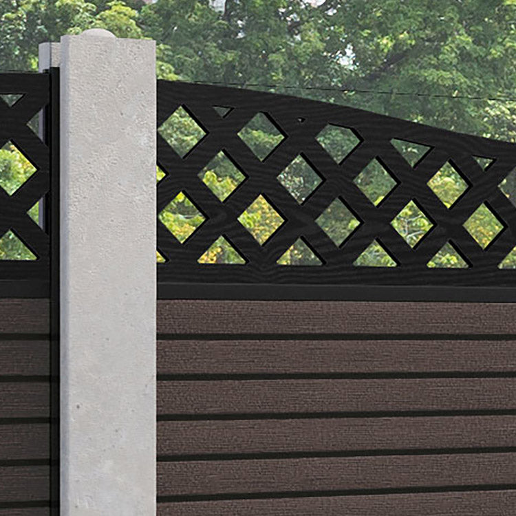 Hudson Low Wave Fence Panel - Mid Brown - for existing concrete posts