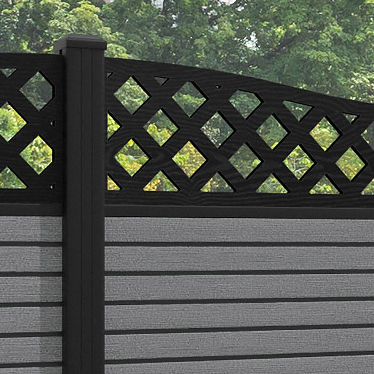 Hudson Low Wave Fence Panel - Mid Grey - with our aluminium posts