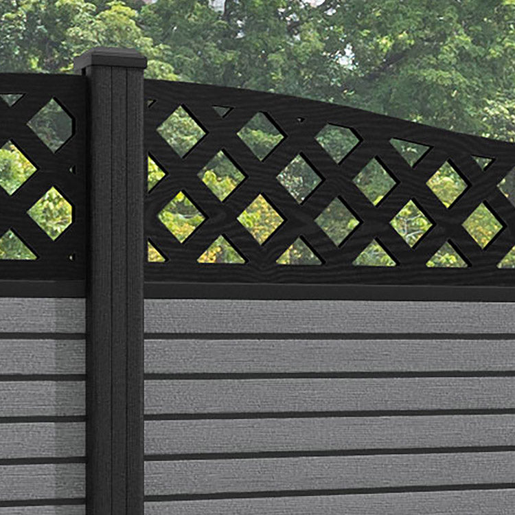 Hudson Low Wave Fence Panel - Mid Grey - with our composite posts