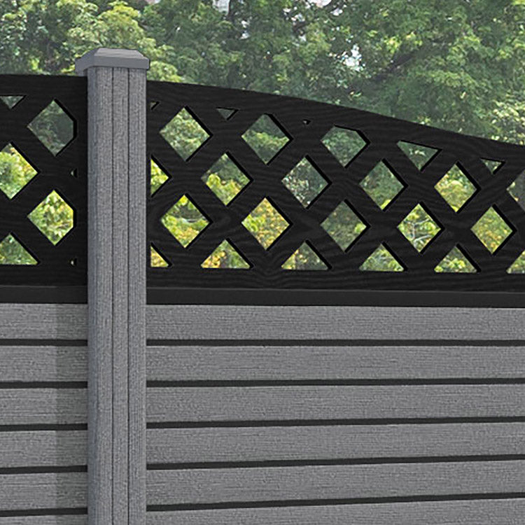 Hudson Low Wave Fence Panel - Mid Grey - with our composite posts