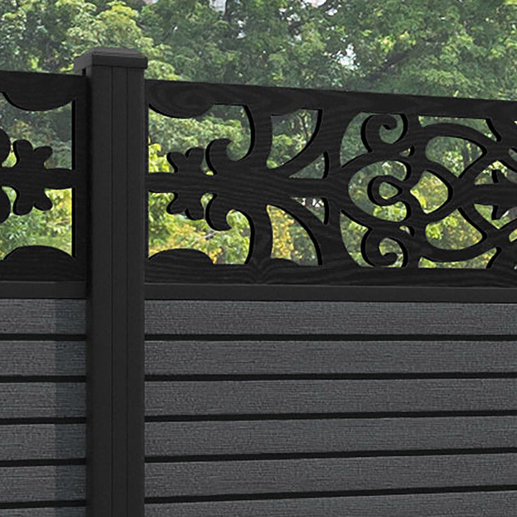 Hudson Windsor Fence Panel - Dark Grey - with our aluminium posts
