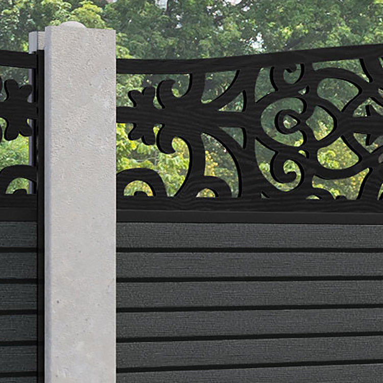 Hudson Windsor Curved Top Fence Panel - Dark Grey - for existing concrete posts