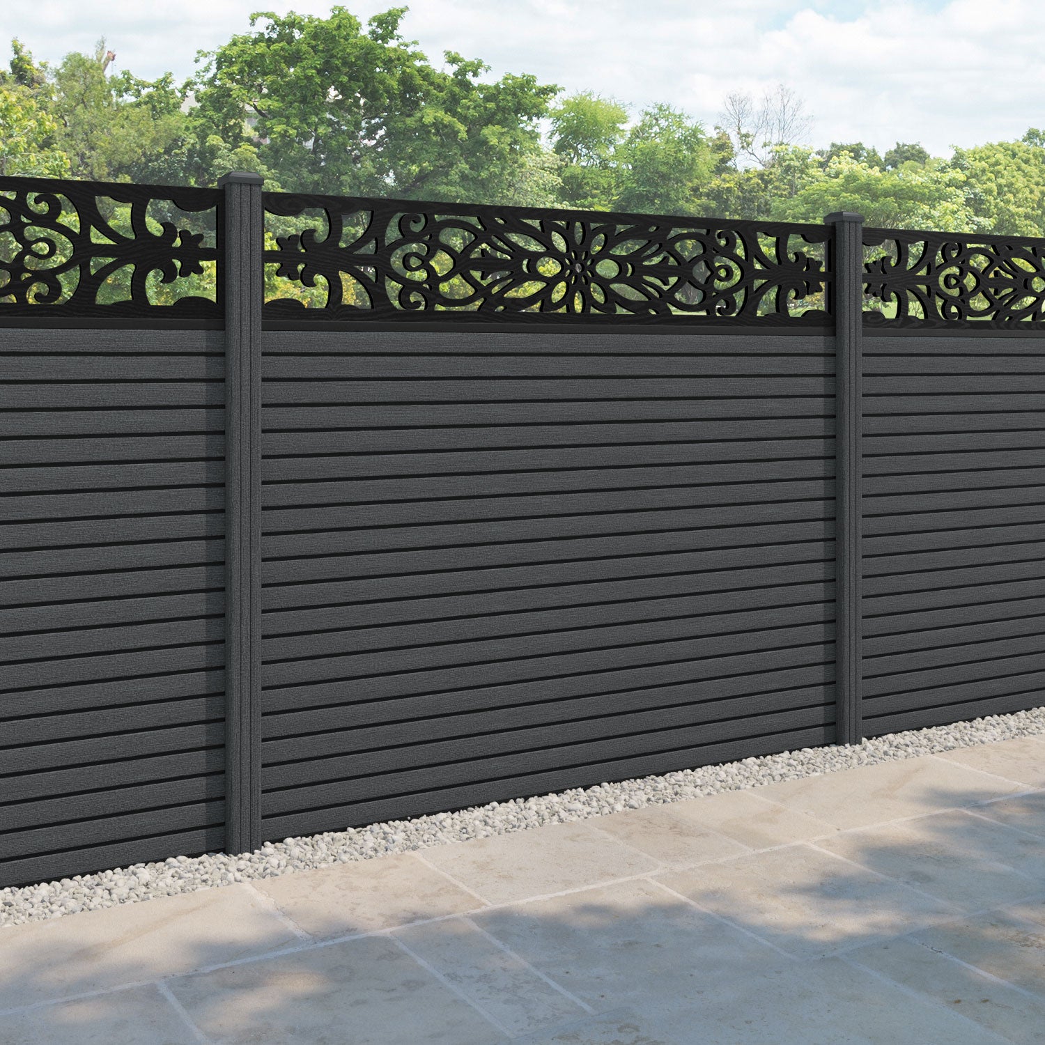 Hudson Windsor Fence Panel - Dark Grey - with our composite posts