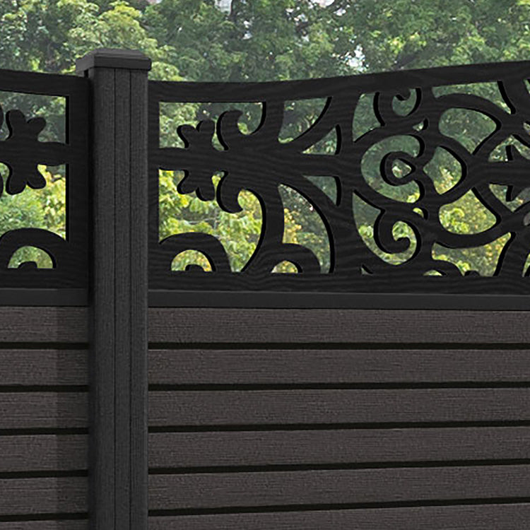 Hudson Windsor Curved Top Fence Panel - Dark Oak - with our composite posts