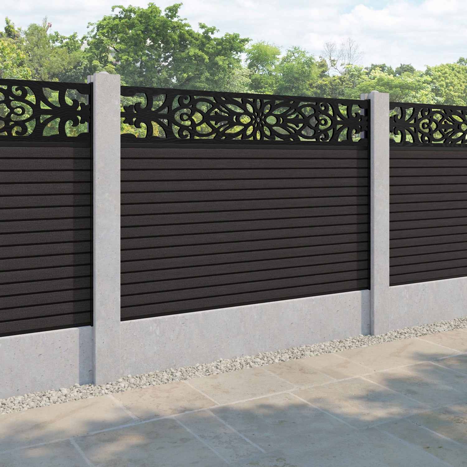 Hudson Windsor Fence Panel - Dark Oak - for existing concrete posts