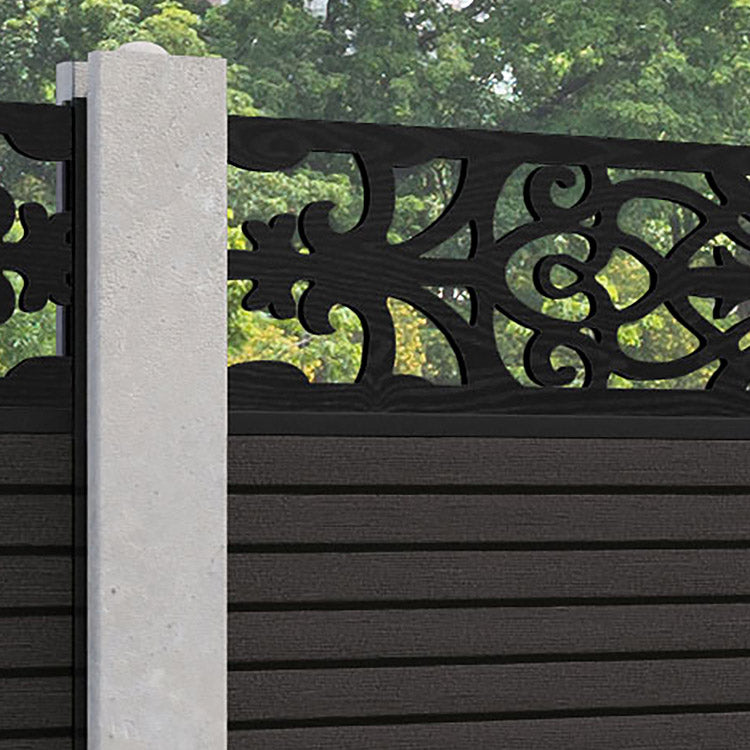 Hudson Windsor Fence Panel - Dark Oak - for existing concrete posts