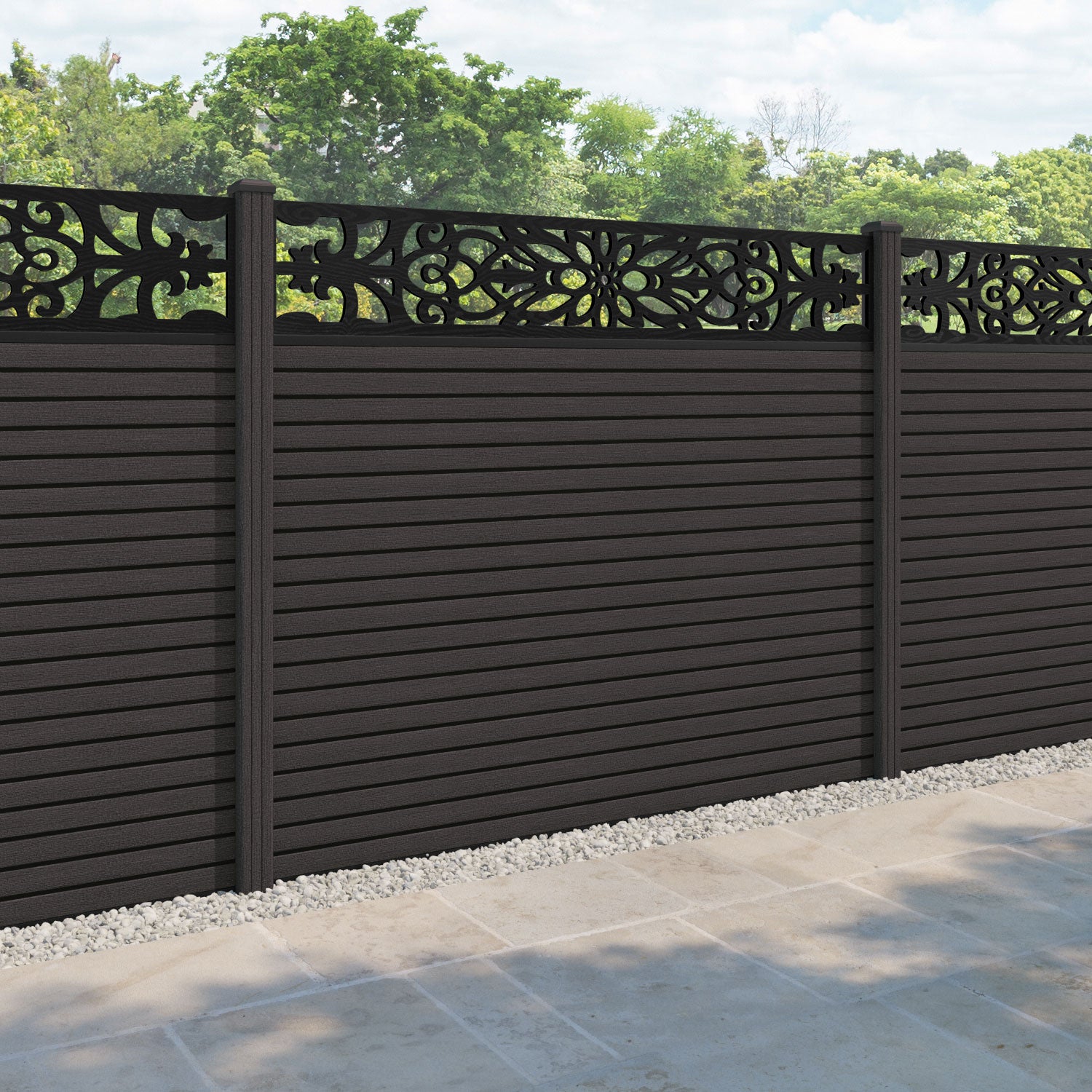 Hudson Windsor Fence Panel - Dark Oak - with our composite posts