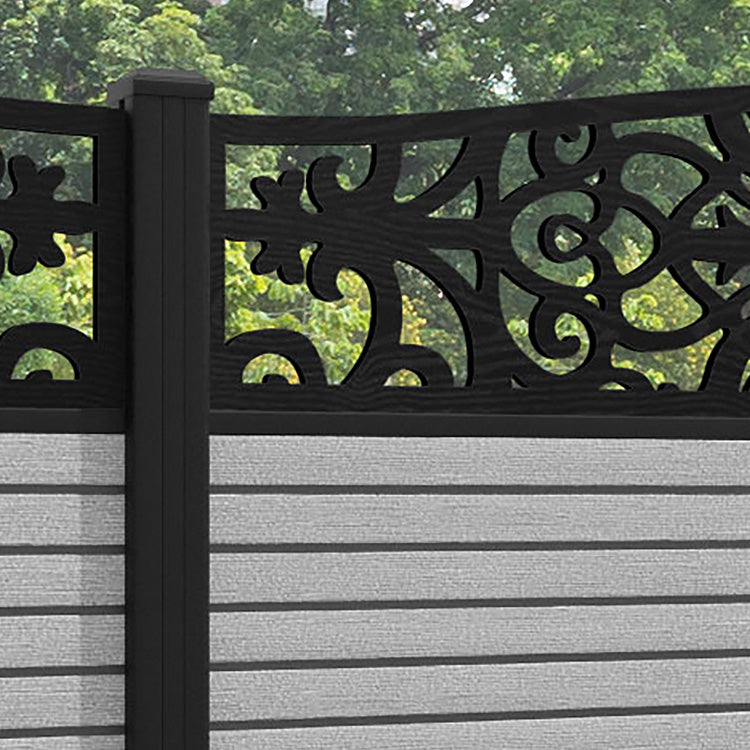 Hudson Windsor Curved Top Fence Panel - Light Grey - with our aluminium posts
