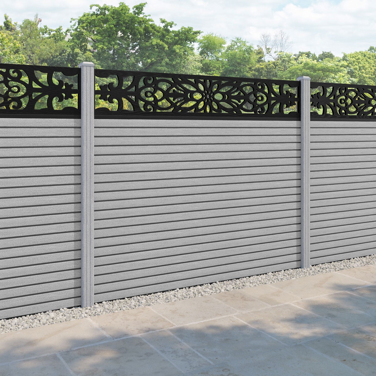 Hudson Windsor Fence Panel - Light Grey - with our composite posts