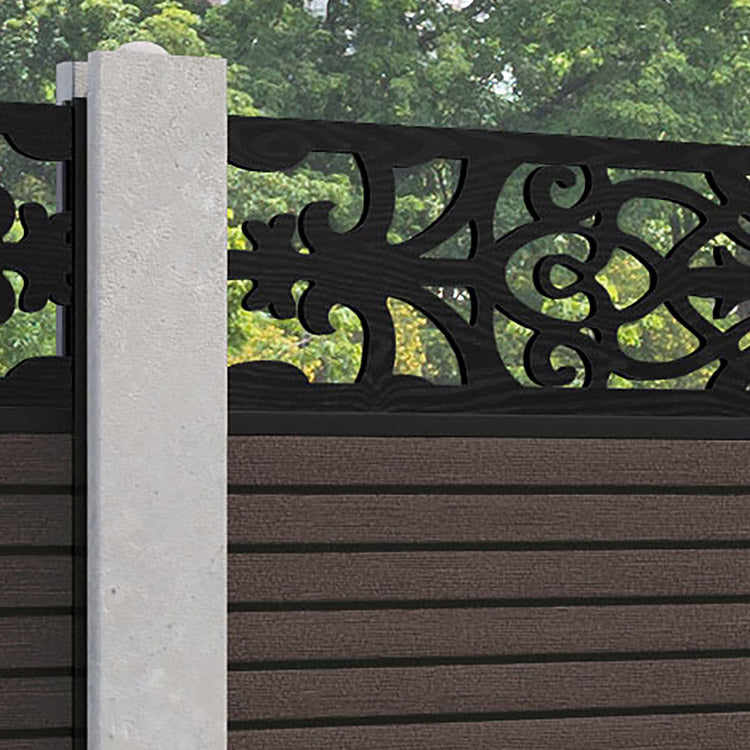 Hudson Windsor Fence Panel - Mid Brown - for existing concrete posts