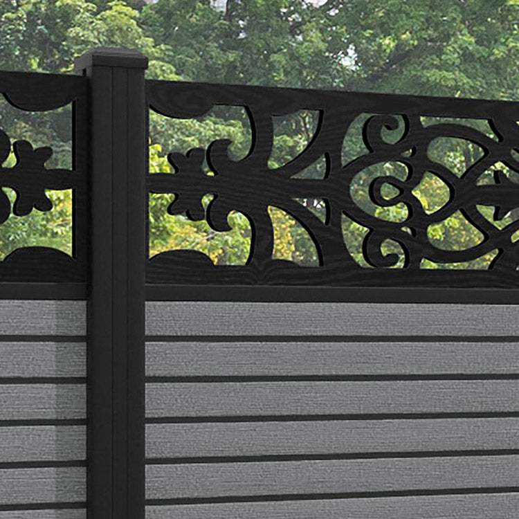 Hudson Windsor Fence Panel - Mid Grey - with our aluminium posts