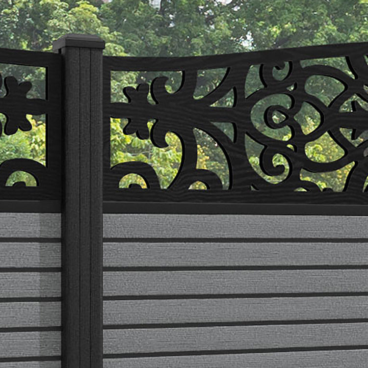 Hudson Windsor Curved Top Fence Panel - Mid Grey - with our composite posts