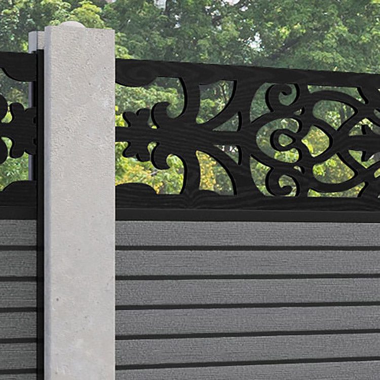 Hudson Windsor Fence Panel - Mid Grey - for existing concrete posts
