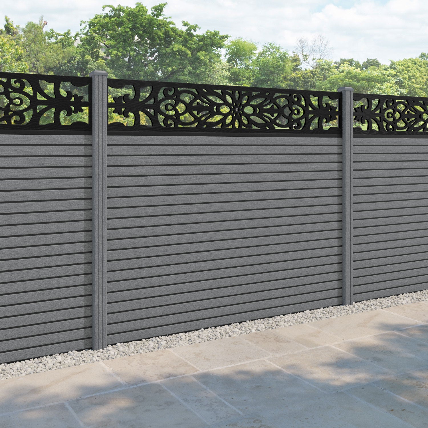 Hudson Windsor Fence Panel - Mid Grey - with our composite posts