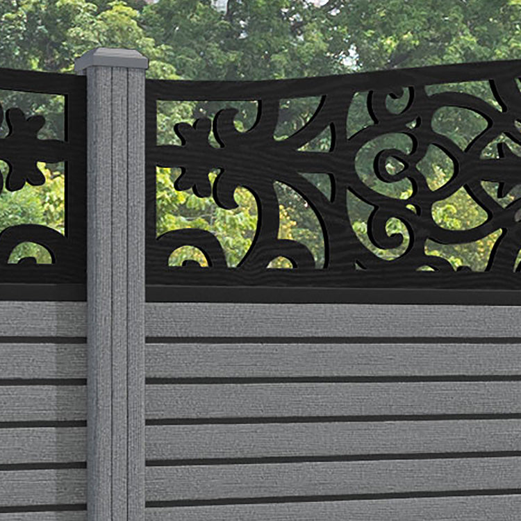 Hudson Windsor Curved Top Fence Panel - Mid Grey - with our composite posts