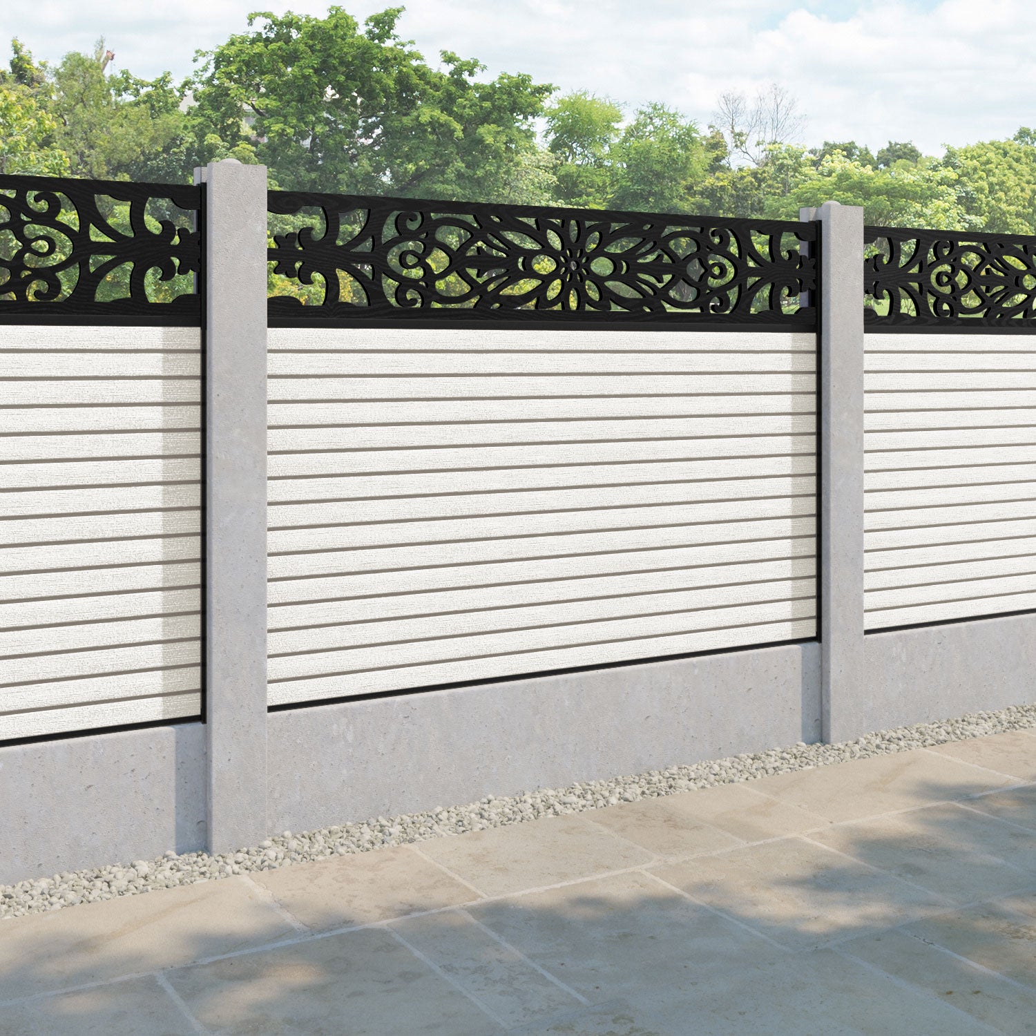 Hudson Windsor Fence Panel - Light Stone - for existing concrete posts