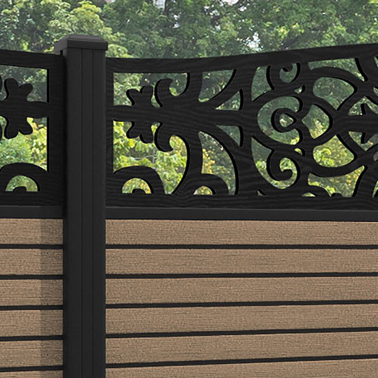 Hudson Windsor Curved Top Fence Panel - Teak - with our aluminium posts