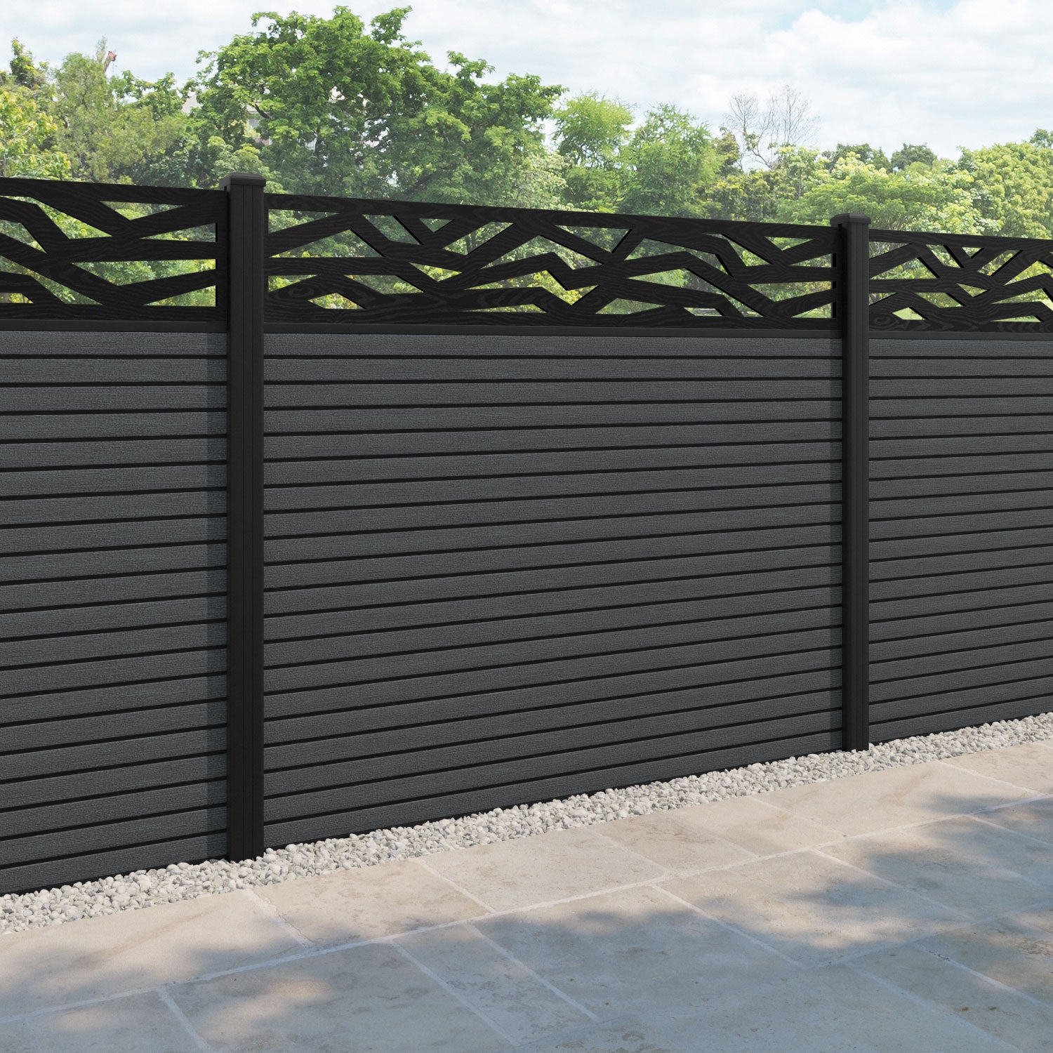Hudson Zenith Fence Panel - Dark Grey - with our aluminium posts