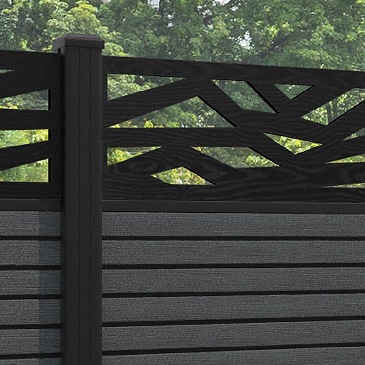 Hudson Zenith Fence Panel - Dark Grey - with our aluminium posts