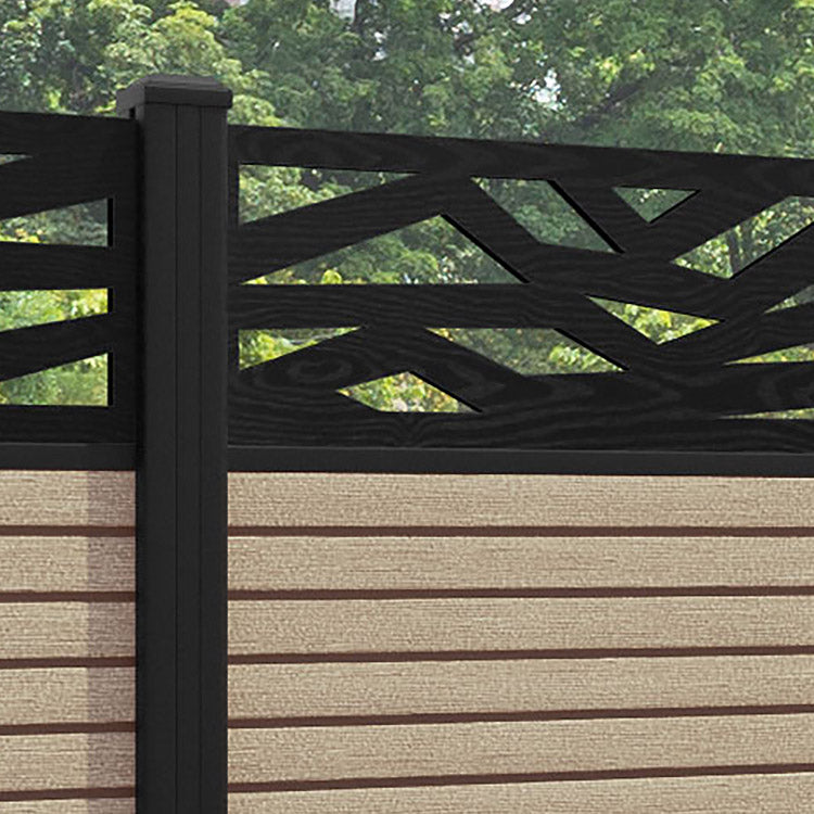 Hudson Zenith Fence Panel - Light Oak - with our aluminium posts