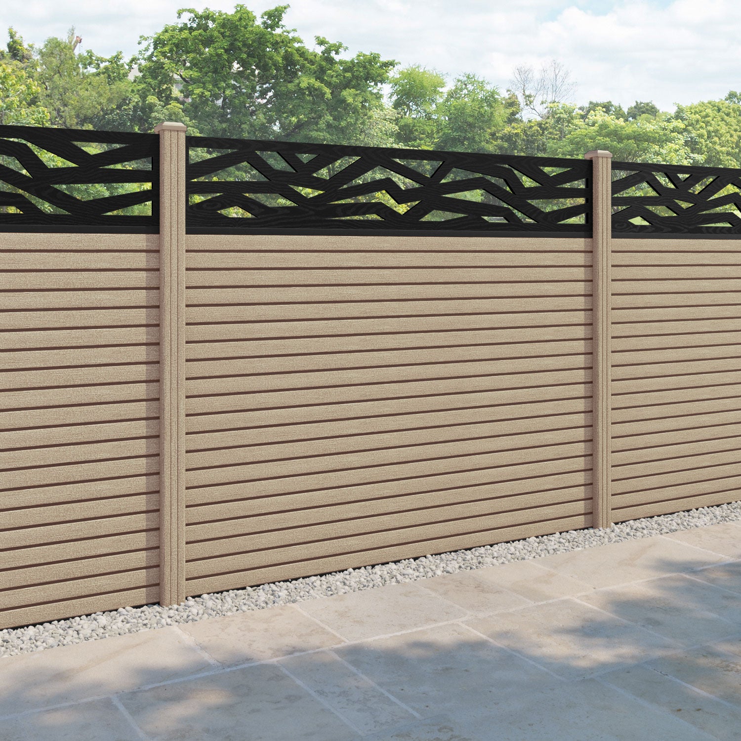 Hudson Zenith Fence Panel - Light Oak - with our composite posts