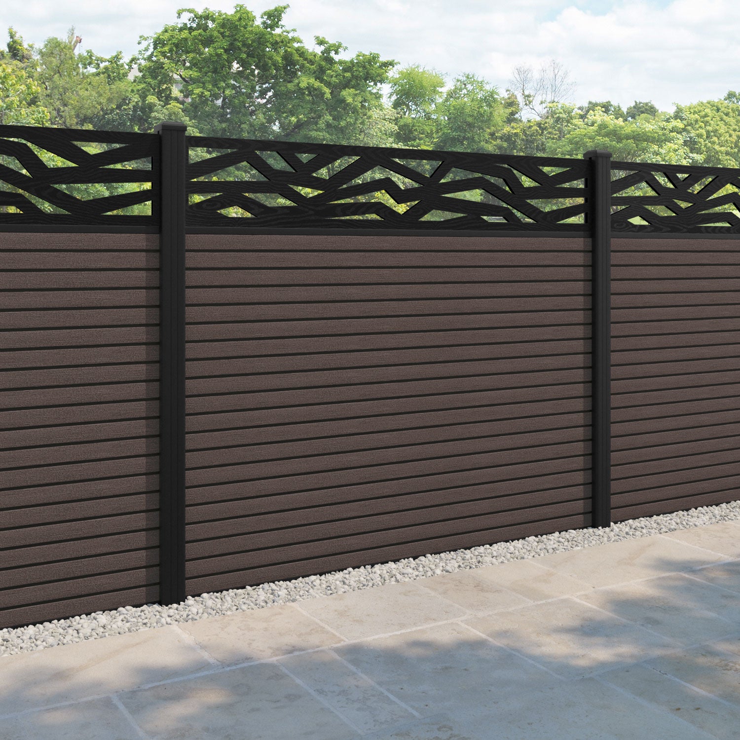Hudson Zenith Fence Panel - Mid Brown - with our aluminium posts