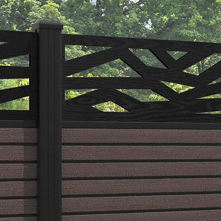 Hudson Zenith Fence Panel - Mid Brown - with our aluminium posts